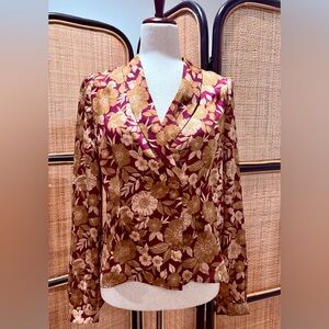 Favorite Daughter Burgundy and Gold Floral Blouse